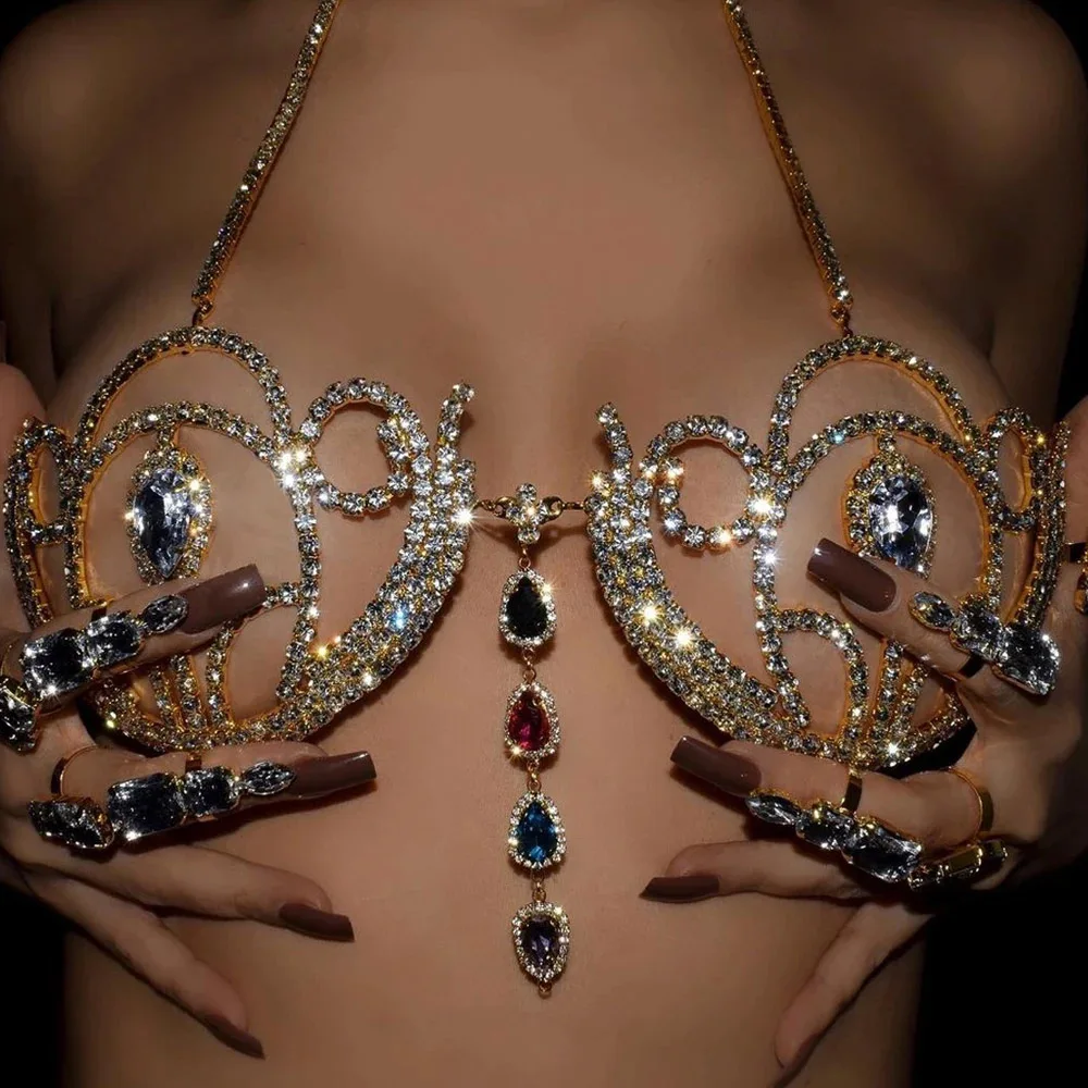Body Jewelry Chest - Роскошный женский бюстгальтер-бикини с геометрическим рисунком