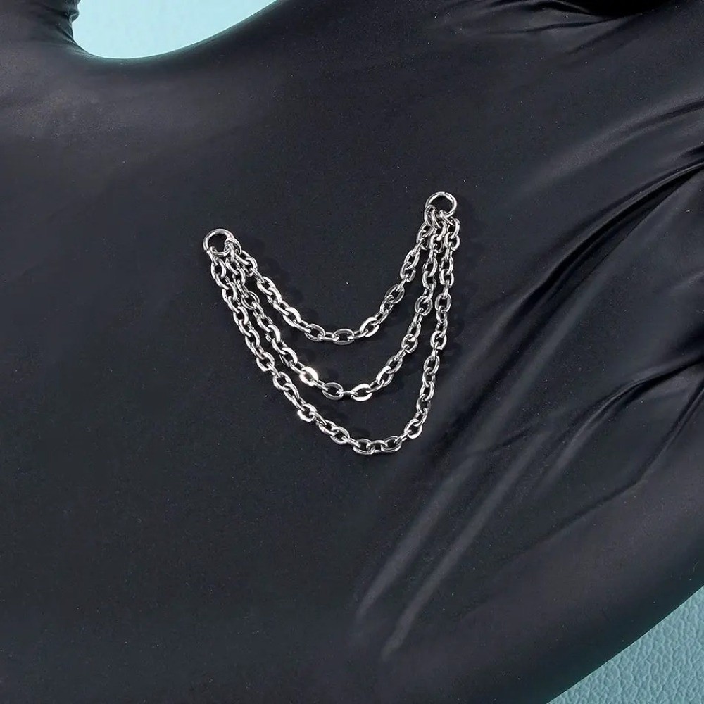 Body Jewelry Nose - Модная титановая цепочка для носа, двойная