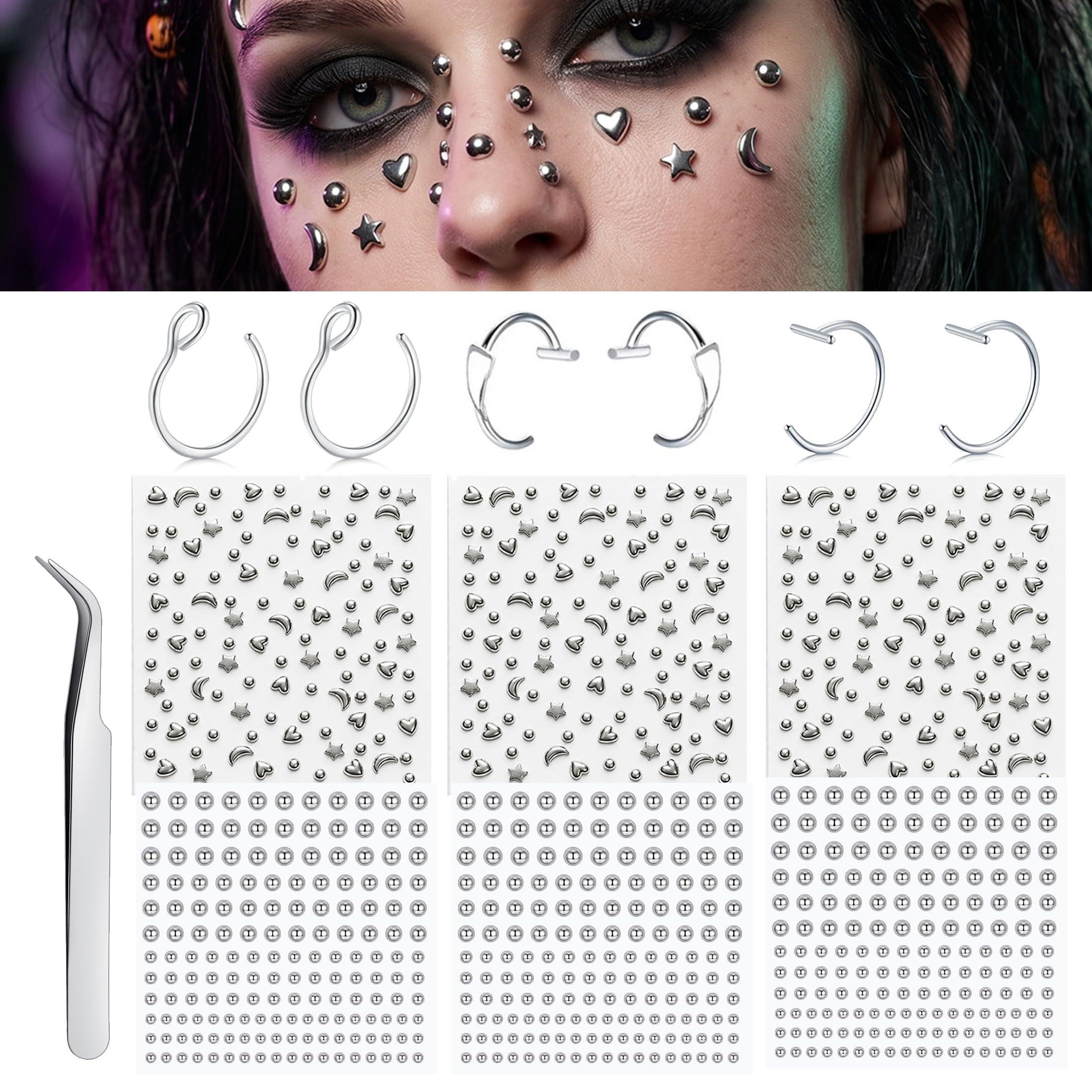 Body Jewelry Nose - Накладные украшения для лица: шарики-имитации пирсинга,