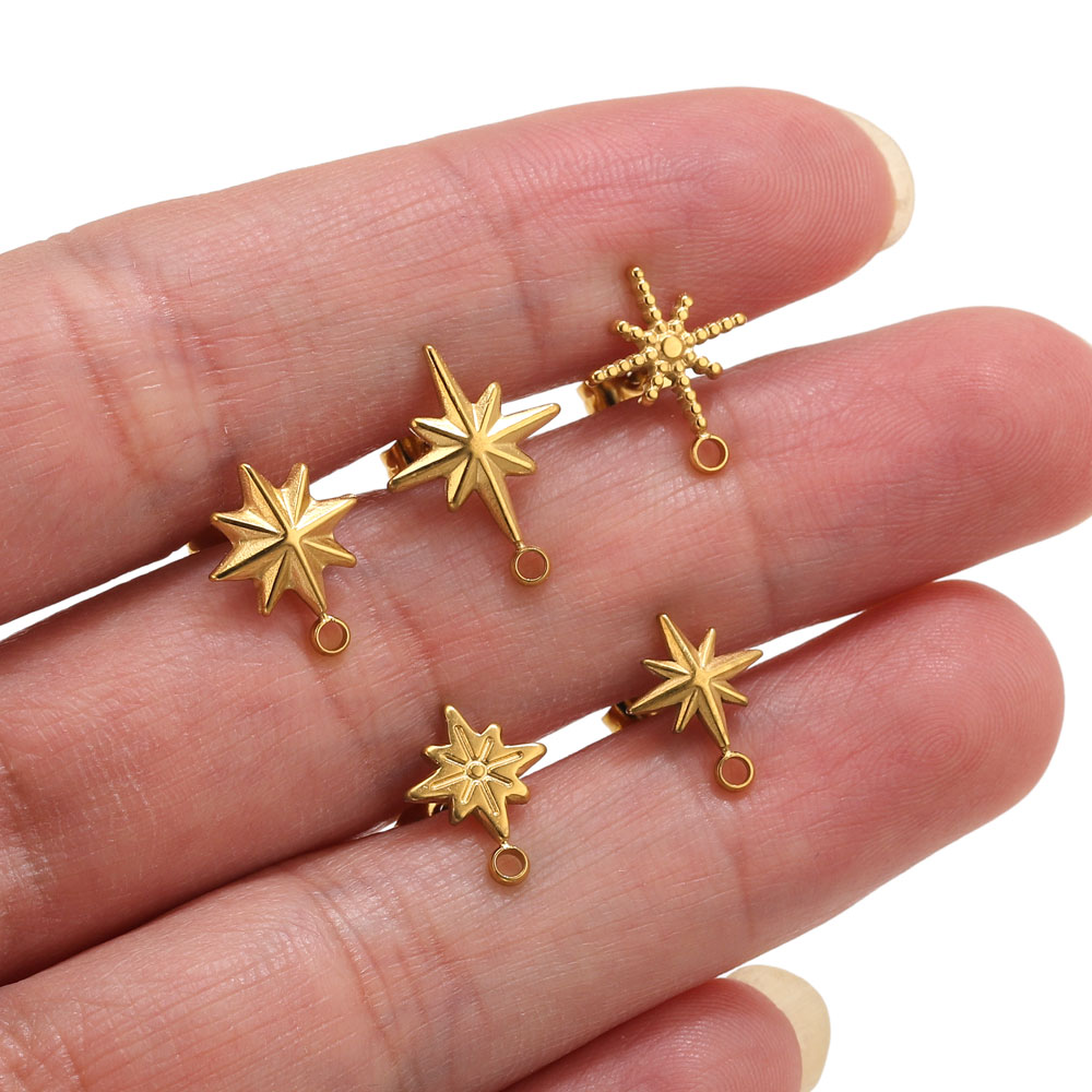 Body Jewelry Tool - 6 шт. позолоченных 18-каратным PVD-золотом штифтов-звездочек
