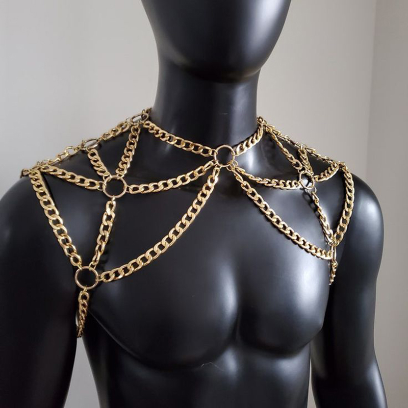 Body Jewelry Necklace - Панк мужская цепочка на плечо сзади