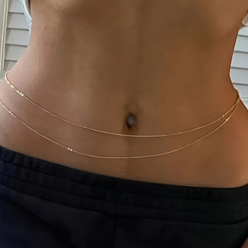 Body Jewelry Waist - Двухслойный золотой металлический пояс-цепочка на талию
