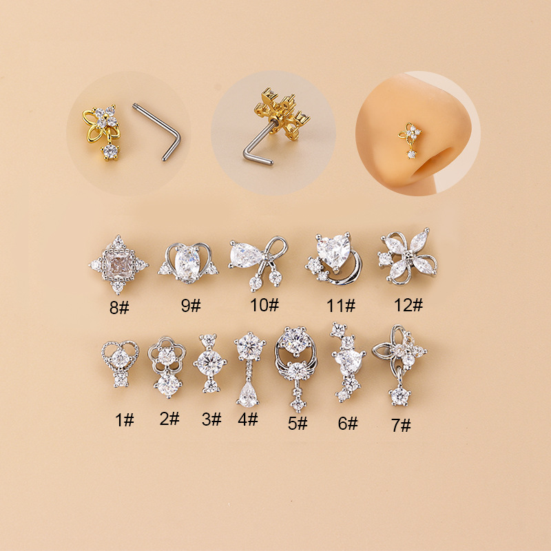 Серьга-гвоздик для носа L-обра – обзор и цена Body Jewelry Nose