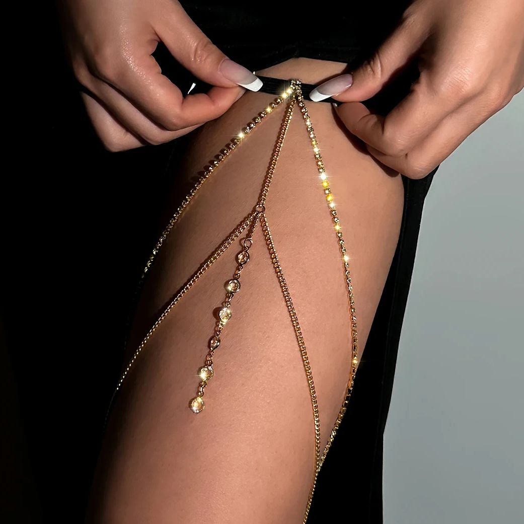 Сексуальные блестящие хрусталь – обзор и цена Body Jewelry Leg Chain